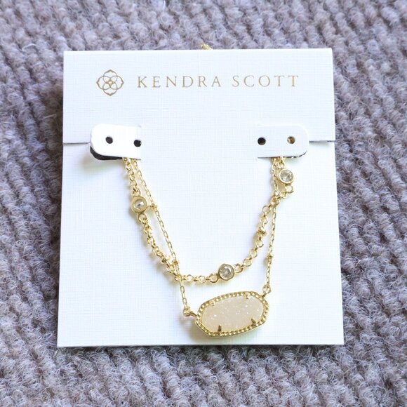 Kendra Scott Elisa Iridescent Drusy Gold Multi Strand Necklace NEW - Picture 1 of 2
